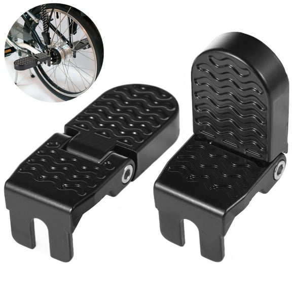 1 Pair U-Slot Bicycle Rear Pedals, 10mm Mountain Bike Rear Seat Footrest, Folding Bike Rear Pedals, 90 Degrees Foldable Non-Slip Rear Foot Pedal for MTB, Cycling Accessories