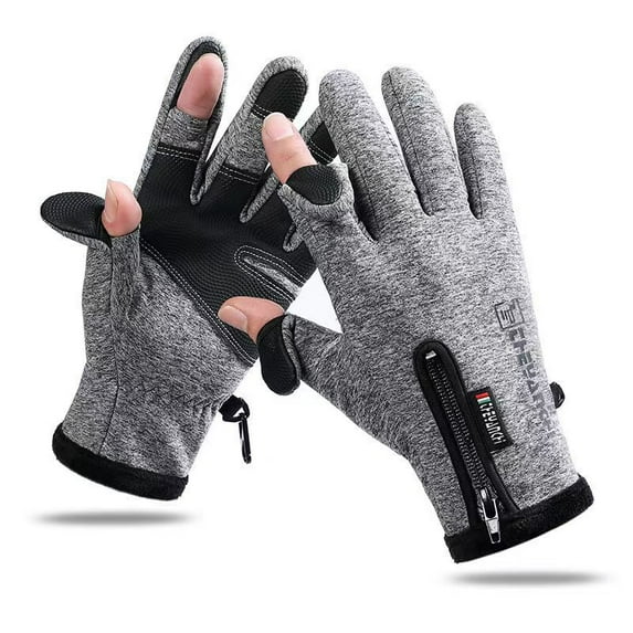 1 Pair USB Electric Heating Fishing Warm Gloves Rechargeable Bare Finger Touch Hand Warmer for Outdoors Ski Motorcycle Riding