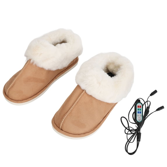1 Pair USB Heated Slippers 3 Level Temperature Adjustable Slip Resistant Foot Heating Warm Shoes for Indoor Outdoor