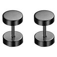 1 Pair Unisex Earrings Stainless Steel Black Dumbbell Prevent Allergy