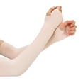 thumbnail image 1 of 1 Pair Unisex Ice Silk Cycling Sleeves Thumbhole Design Solid Color Sun Protection Arm Cover Running Driving Basketball Sports Sleeves, 1 of 7