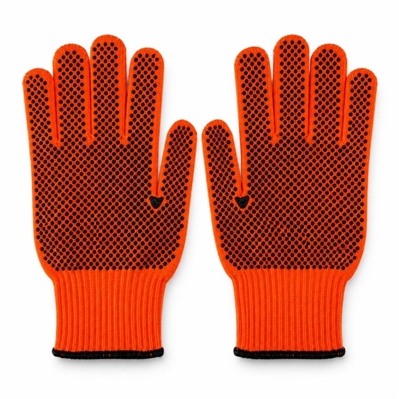 1 Pair Unisex One Size Hi-Vis Dot Knit Grip Garden Gloves, Orange