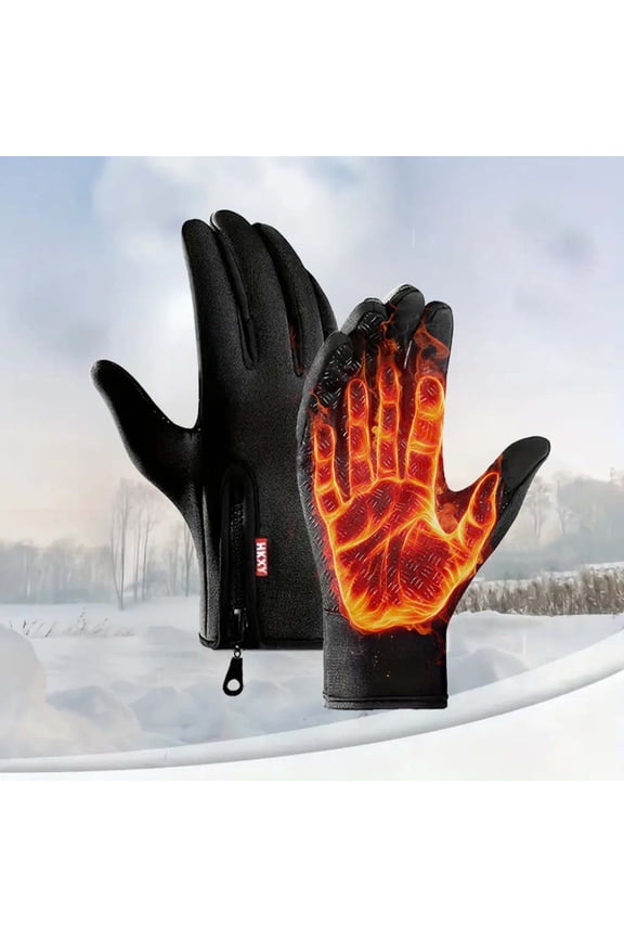 1 Pair Unisex Polyamide Thermal Gloves - Full Finger Non-Elastic | Touchscreen/Windproof/Non-Slip | Warm Cold Weather Gloves for Outdoor Activities