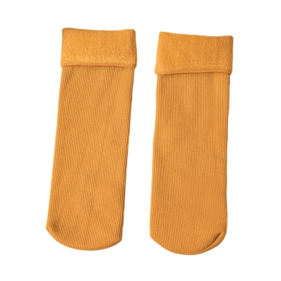1 Pair Unisex Winter Socks Thick Soft Plush Solid Color Mid-tube High Elasticity Anti-slip Thermal Knitted Anti-skid Floor Socks Lady Men Homewear Socks