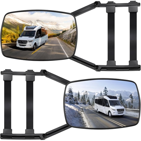 1 Pair Universal Clip-on Towing Mirrors Extension for Towing Side For Vehicle Car Truck Trailer 360 Degree Rotation Adjustable Dual View Tow Mirrors