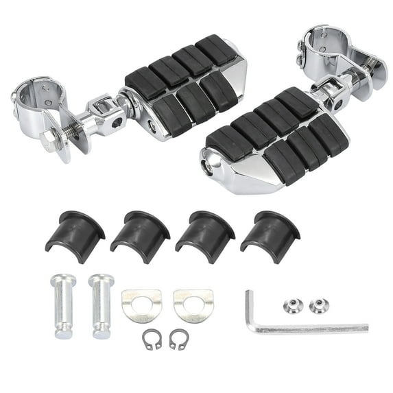 1 Pair Universal Motorcycle Foot Pegs Motorbike Highway Foot Rest 1" 1-1/4" 1-1/3" Silver Tone