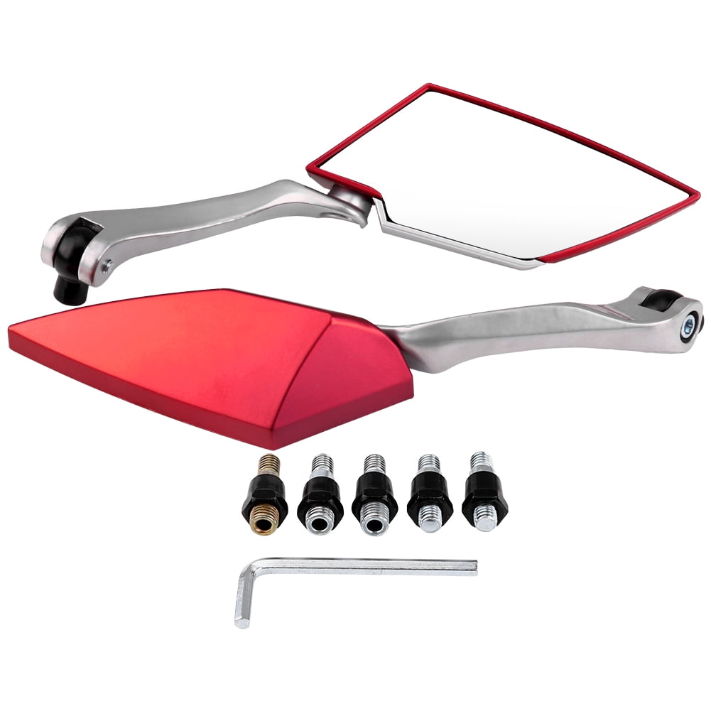 1 Pair Universal Motorcycle Motorbike Rearview Rear View Side Mirror Red