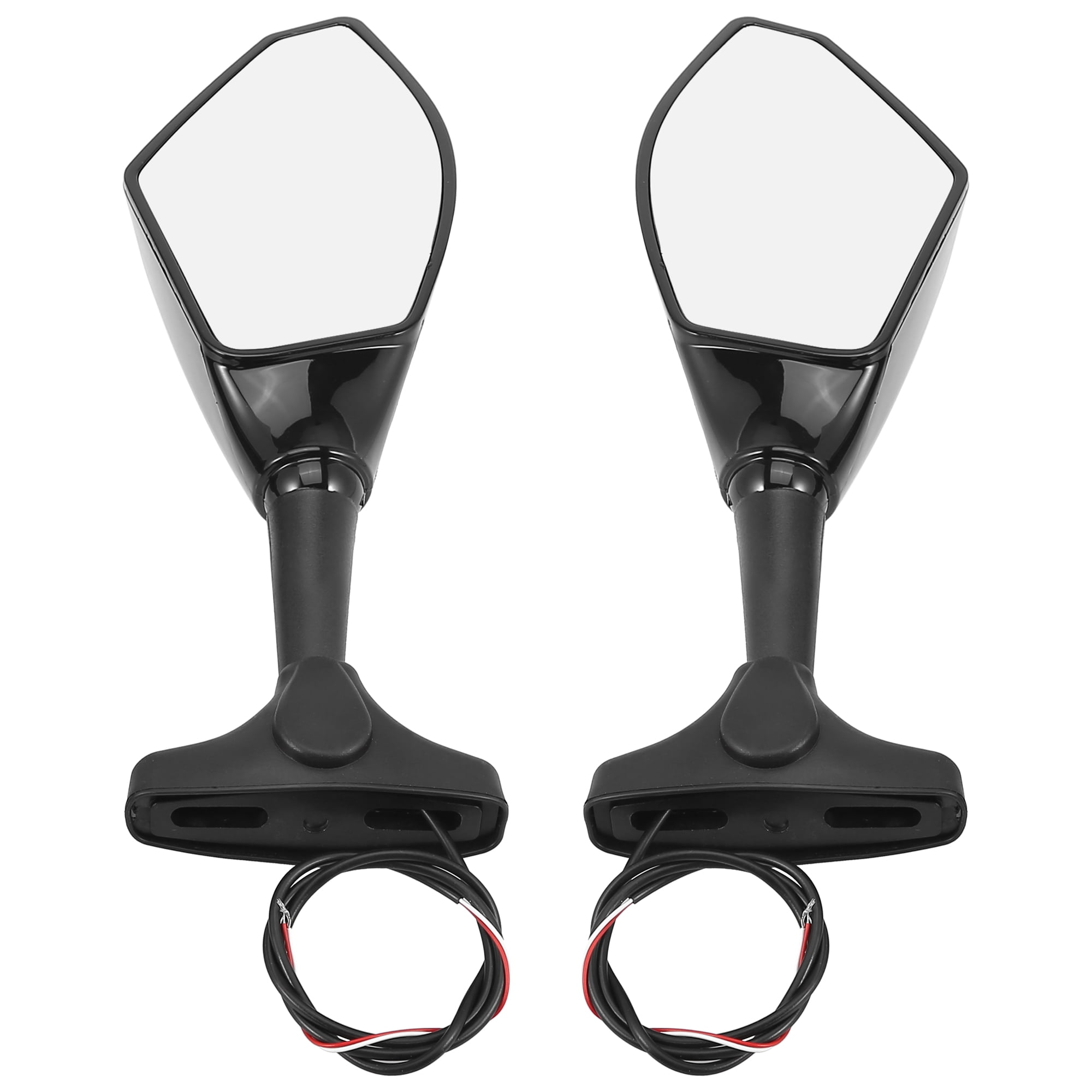 1 Pair Universal Rear View Mirrors for Motorcycle LED Turn Signal Mirrors for Handlebar Mount Black