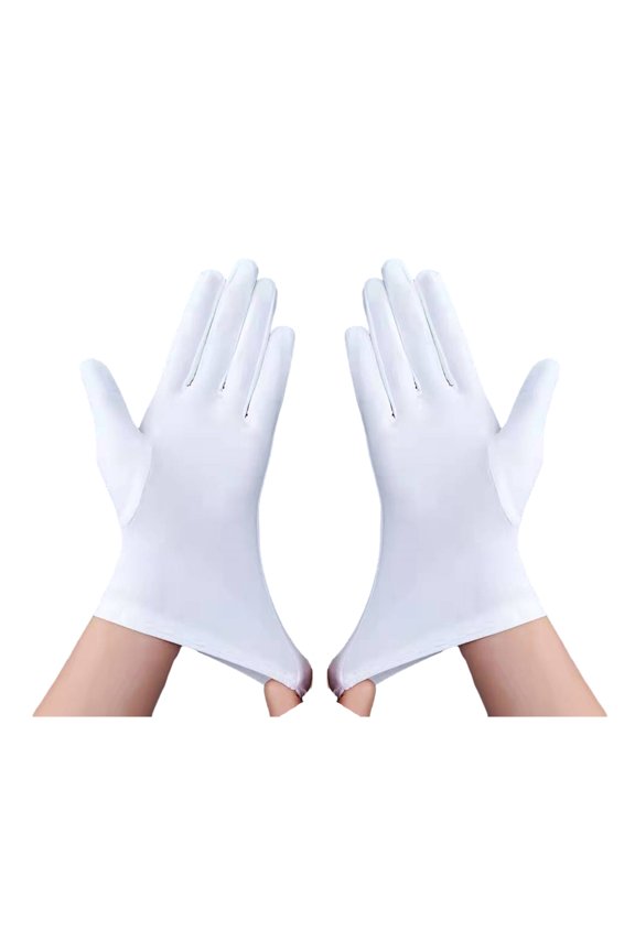 1 Pair Unsiex Winter Gloves Five Fingers Solid Color Elastic Anti-slip Sun Protection Breathable Soft Stage Performance Auction Ritual Girl Gloves Fall Spring Gloves