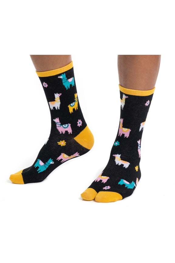1 Pair - V-Toe Flip Flop Tabi Socks - Black Llamas