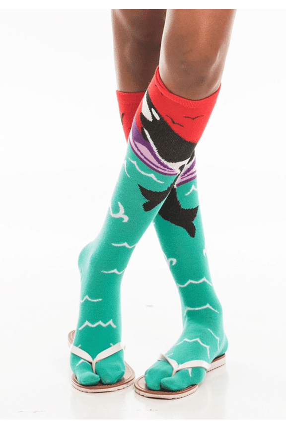 1 Pair - V-Toe Flip-Flop Tabi Socks - Fun Orca Style