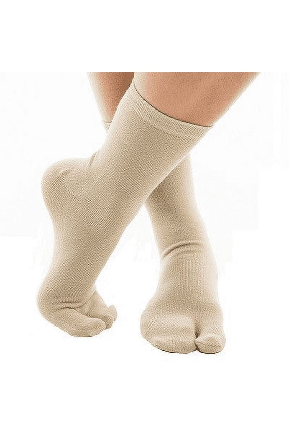 1 Pair - V-Toe Flip Flop Tabi Socks - Khaki Solid Casual by V-Toe Socks, Inc