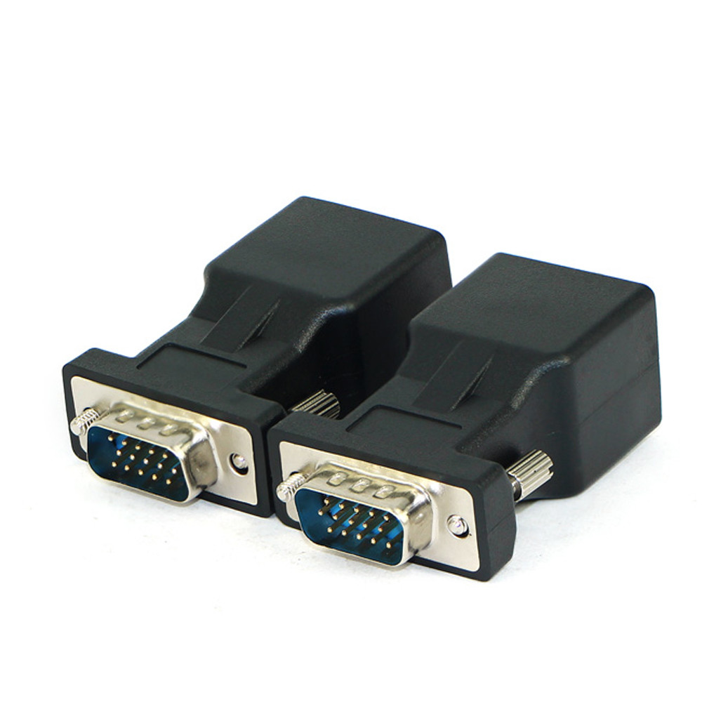 1 Pair Vga Extender Male Female To Lan Rj45 Cat5 Cat6 20m Network Cable Adapter 5470