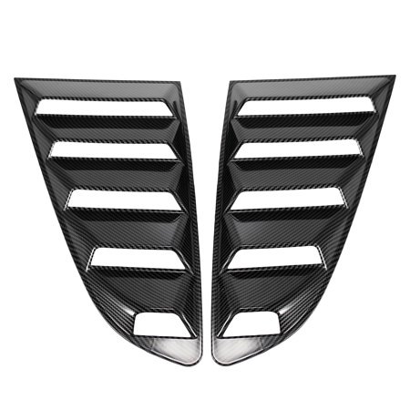 1 Pair Vehicle Rear Side Window Louvers Cover for Ford for Mustang 2015-2019 Black Carbon Fiber Pattern