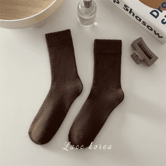 1 Pair Warm Women Loose Socks Autumn Winte Versatile Solid Color Floor Sock Super Soft Warm For Female House Sleeping Floor Sox