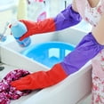 thumbnail image 1 of 1 Pair Waterproof Housework Long Cuff Rubber Latex Bowl Clothes Cleaning Gloves, 1 of 7