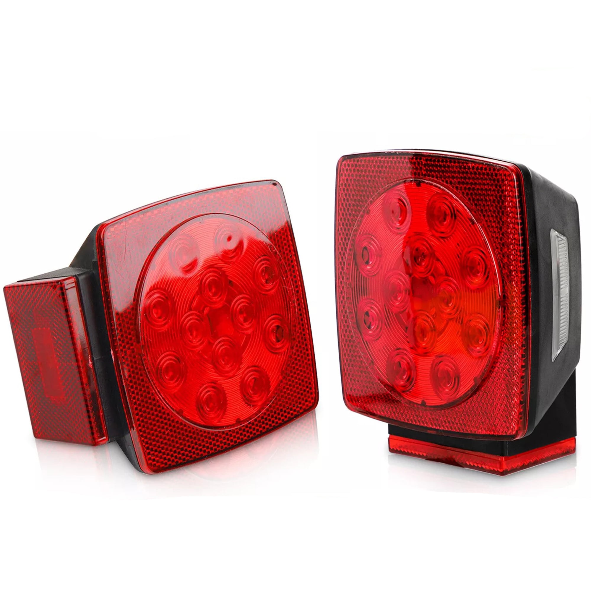 1 Pair Waterproof Rear LED Submersible Square Trailer Tail Lights Kit for Boat, Truck, and Trailer,12V, IP68, Super Bright