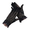 thumbnail image 1 of 1 Pair Wedding Gloves See-through Thin Lace Leopard Print Hollow Out Decorate Shirring Vintage Breathable Prom Gloves for Dating,Black, 1 of 8