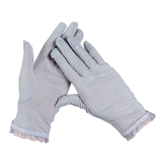 1 Pair Wedding Gloves See-through Thin Lace Leopard Print Hollow Out Decorate Shirring Vintage Breathable Prom Gloves for Dating,Grey