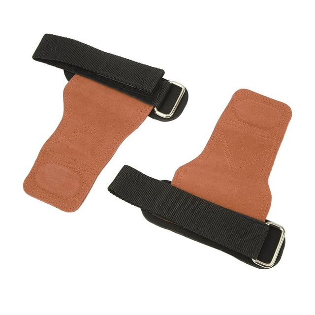 1 Pair Weight Lifting Grip Straps Double Cowskin Deadlifts Pull Up