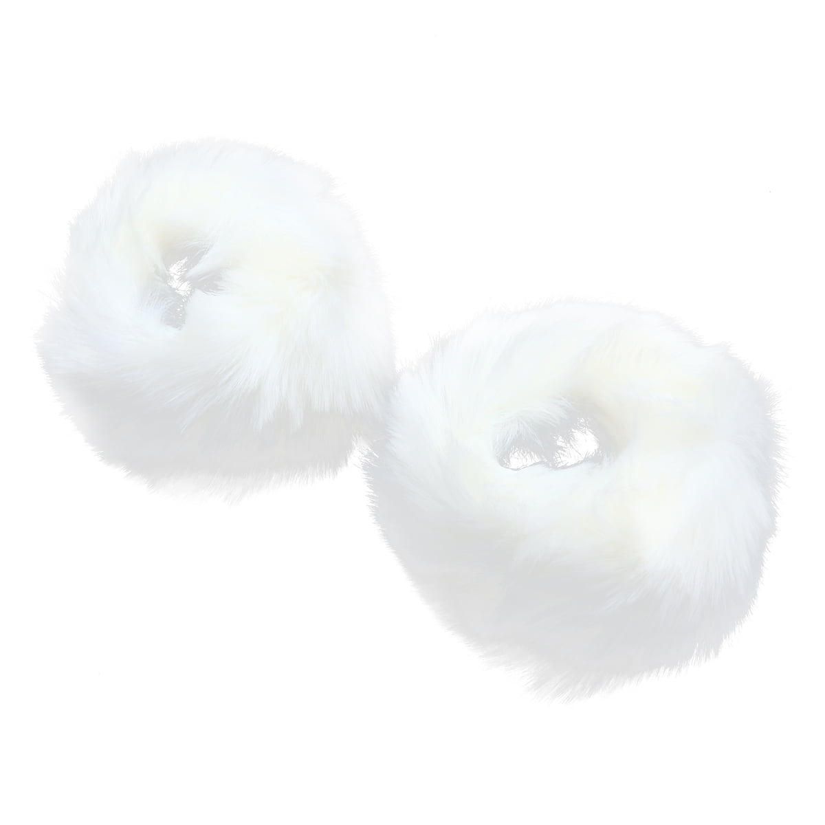 1 Pair White Faux Fur Arm Warmers Furry Wrist Cuff Warmer Band Elastic