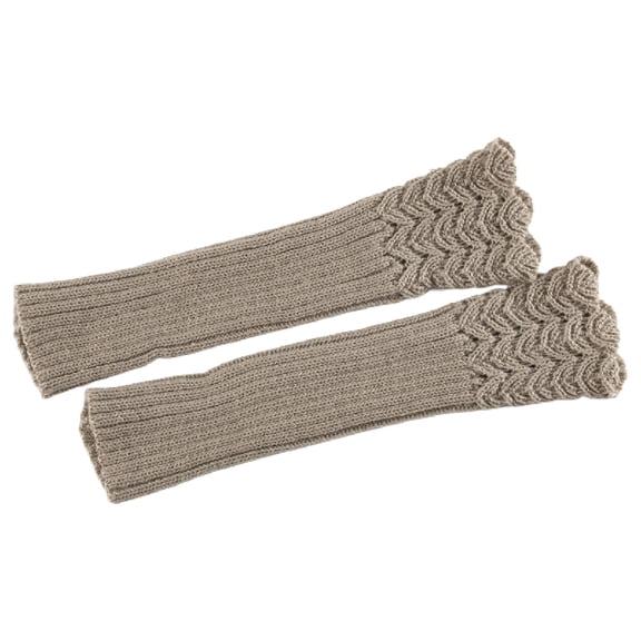 1 Pair Winter Arm Gloves Solid Color Half Finger Knitting Hollow Out Arm Sleeves Cover for Daily Wear
