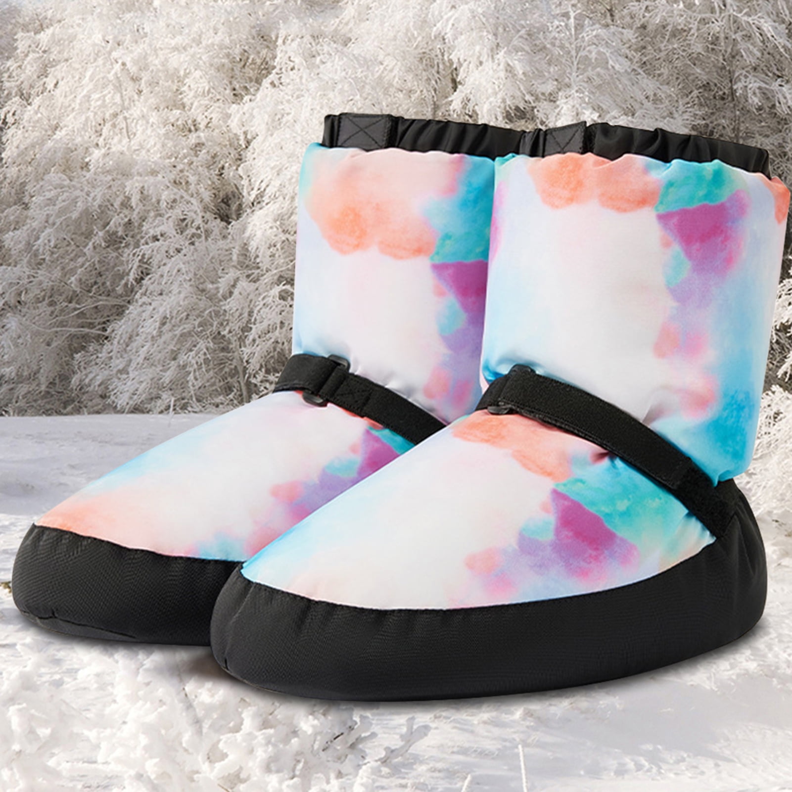 1 Pair Winter Ballet Shoes Soft Nonslip Sole Adjustable Cold Weather Women Girls Warm Up