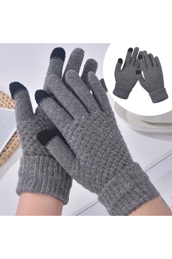 1 Pair Winter Gloves for Man Women,Touchscreen Winter Warm Knit Gloves,Warm Knit Gloves Elastic Cuff Winter Texting Gloves,Women's Winter Gloves 2-Finger Touch Screen Warm Knit Gloves,Grey,3.14x8.26"