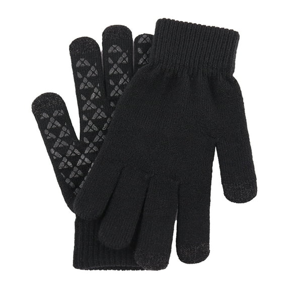 1 Pair Winter Gloves Touch Screen Solid Color Polyester Warm Full Finger Gloves for Cycling