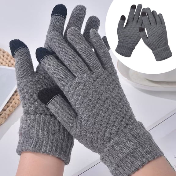 1 Pair Winter Gloves with Touch Screen for Women,Insulated Knit Thermal Gloves,Thermal Knit Gloves,1 Pair of Gloves Winter Upgraded Touch-Screen Anti-Slip Elastic Cuff Thermal Soft Knit Lining,C