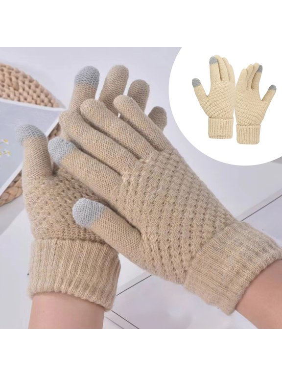 1 Pair Winter Gloves with Touchscreen Fingers,Touch Screen Texting Warm Gloves with Thermal Soft Knit Lining,Warm Knit Gloves for Running Driving Hiking,Elastic Thermal Knit Lining Warm Gloves,B