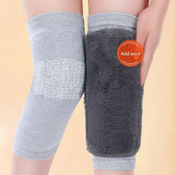 1 Pair Winter Knee Pads Padded Anti skid Fast Heating Effect Breathable Knee Plush Winter Warm Knee Pads for Outdoor
