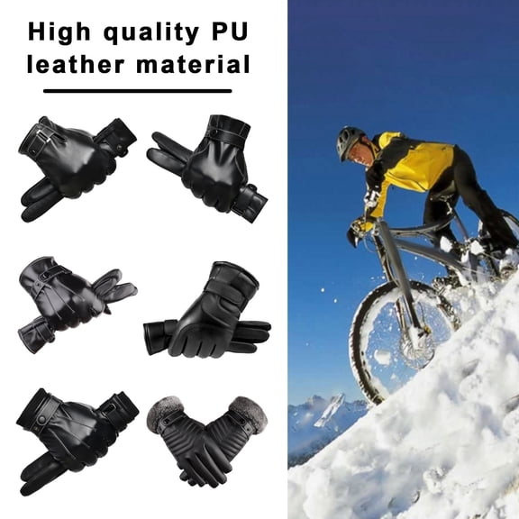 1 Pair Winter Ridding Gloves Finger Tip Cover Touchscreen Waterproof Thickened Warm Windproof Five Fingers Elastic Wrist Anti-slip Men Gloves