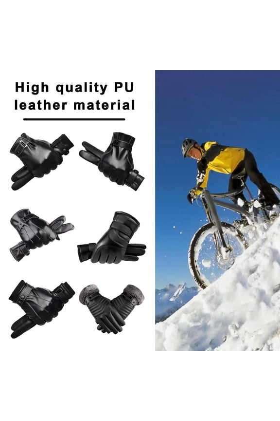 1 Pair Winter Ridding Gloves Finger Tip Cover Touchscreen Waterproof Thickened Warm Windproof Five Fingers Elastic Wrist Anti-slip Men Gloves