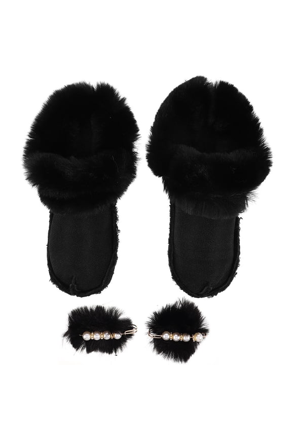 Windproof Black Plush Shoe Liners, Warm and Comfortable, Removable 1Pair