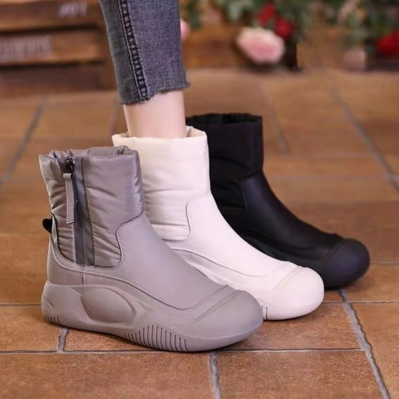 1 Pair Winter Snow Boots Thickened Plush Lined Anti-slip Enhanced Grip Rubber Soles School Skiing Outdoor Activities Winter Shoes for Cold Days
