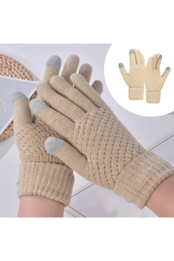 1 Pair Winter Touch Screen Gloves,Touch Screen Elastic Thermal Knit Lining Warm Gloves for Cold weather,Cold Weather Accessories,Elastic Cuff Winter Texting Gloves for Running Driving Cycling,Yellow