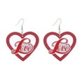 thumbnail image 1 of 1 Pair Women Color Contrast Love Letter Print Earrings - Pink Series Hook Earrings, Romantic Valentine's Day Drop Earrings, 1 of 8