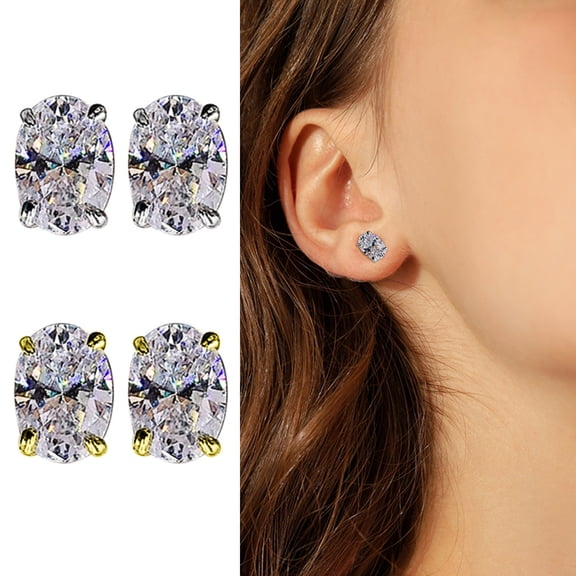 1 Pair Women Earrings Stud Earrings Rhinestone Wedding Ear Studs Geometric Copper Earring Daily Commuting Party Ear Jewelry