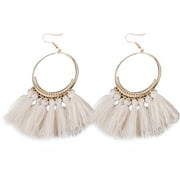 ELENXS 1 Pair Women Ethnic Bohemia Drop Dangle Long Rope Fringe Earings Girl Tassel Earrings Lady Fashion Bohe Jewelry