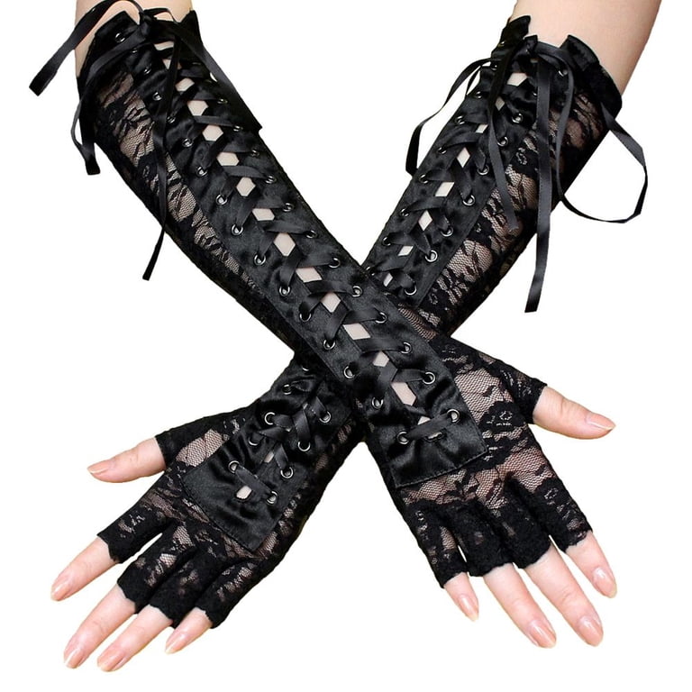 knee length dresses for ladies Women's PU Leather Long Gloves with Rivets / Goth Punk Fingerless Gloves