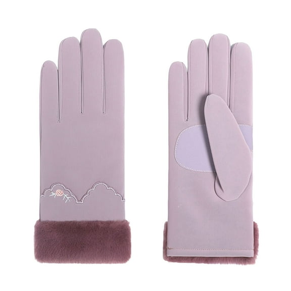 1 Pair Women Gloves Full Finger Touchscreen Non-slip Waterproof Plush Wrist Keep Warm Thickened Autumn Winter Adults Motorcycle Cycling Gloves for Outdoor
