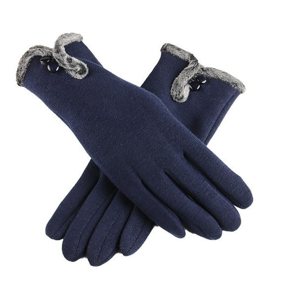 1 Pair Women Gloves Plush Thicken Two Buttons Highly Warm Cycling Mittens for Skating