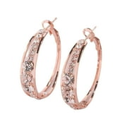 GRANDEST BIRCH 1 Pair Women Hoop Earrings Good Workmanship Piercing Rose Golden Inlaid Rhinestone Circle Ear Clips Jewelry Accesso