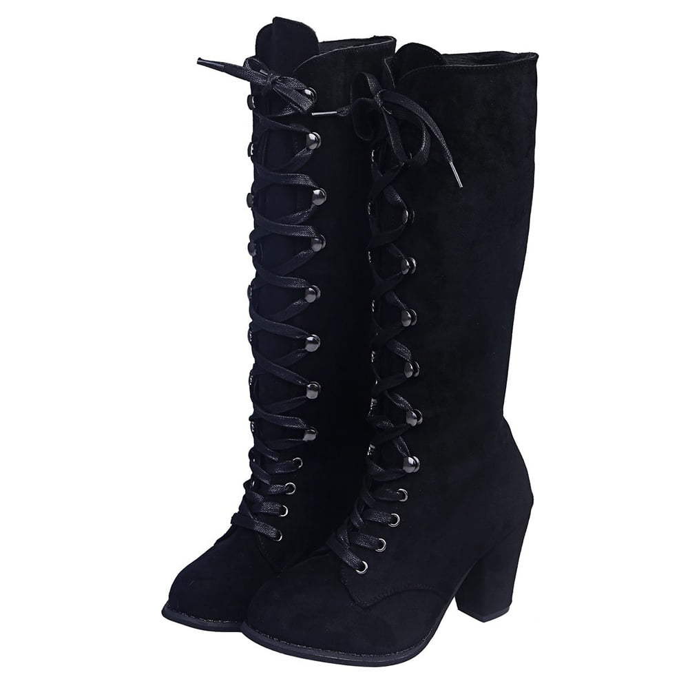 1 Pair Women Lace up Boots Fashion Boots Female Hasp Boots Female