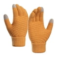 thumbnail image 1 of 1 Pair Women Men Autumn Winter Knitting Gloves Solid Color Thickened Ribbed Cuffs Ridding Gloves Windproof Gloves, 1 of 7