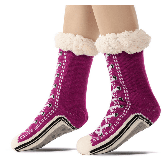1 Pair Women Slipper Socks: Syphoria Fuzzy Socks Cozy Warm House Socks Indoor Thermal Socks, Non Slip Plush Fleece Socks Size 9-12