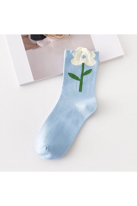 1 Pair Women Socks Cartoon Flower Candy Color Harajuku Breathable Design Korean Style Japanese Comfortable Socks New