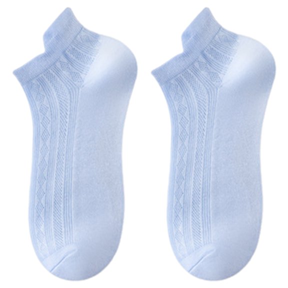 1 Pair Women Socks Hollow Out Mesh Thin No Odor Solid Color High Elasticity Anti-slip Breathable Soft Sweat-absorption Anti-shrink Sports Invisible Cotton Socks-Blue