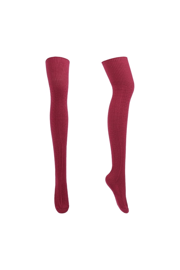 1 Pair Women Socks Jacquard Thigh High Over Knee Stockings Stretchy Japanese Style Autumn Winter Socks for Daily Wear